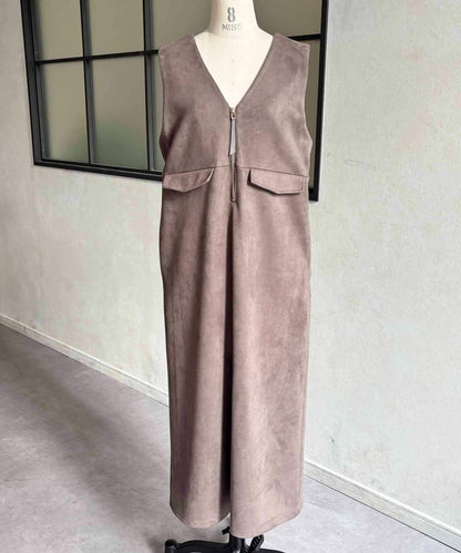 麂皮雙用連衣裙