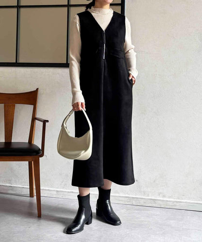 麂皮雙用連衣裙