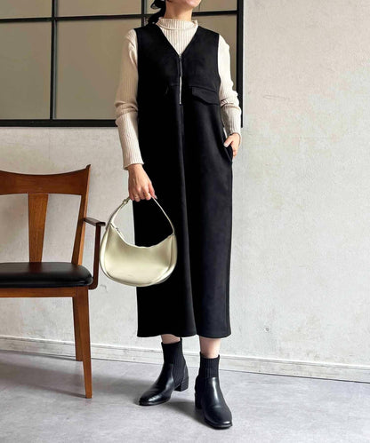 麂皮雙用連衣裙