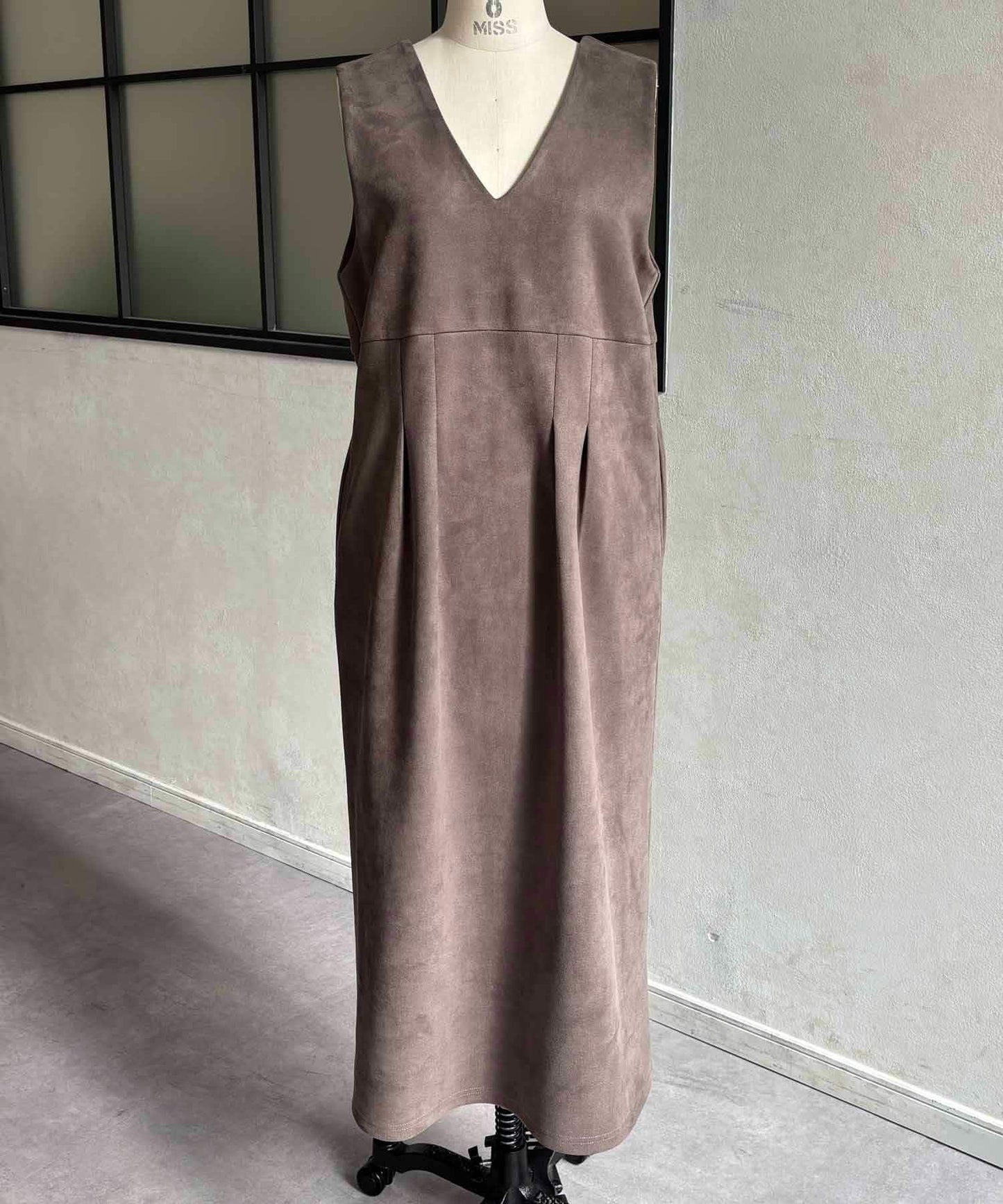 麂皮雙用連衣裙