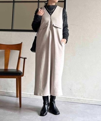 麂皮雙用連衣裙