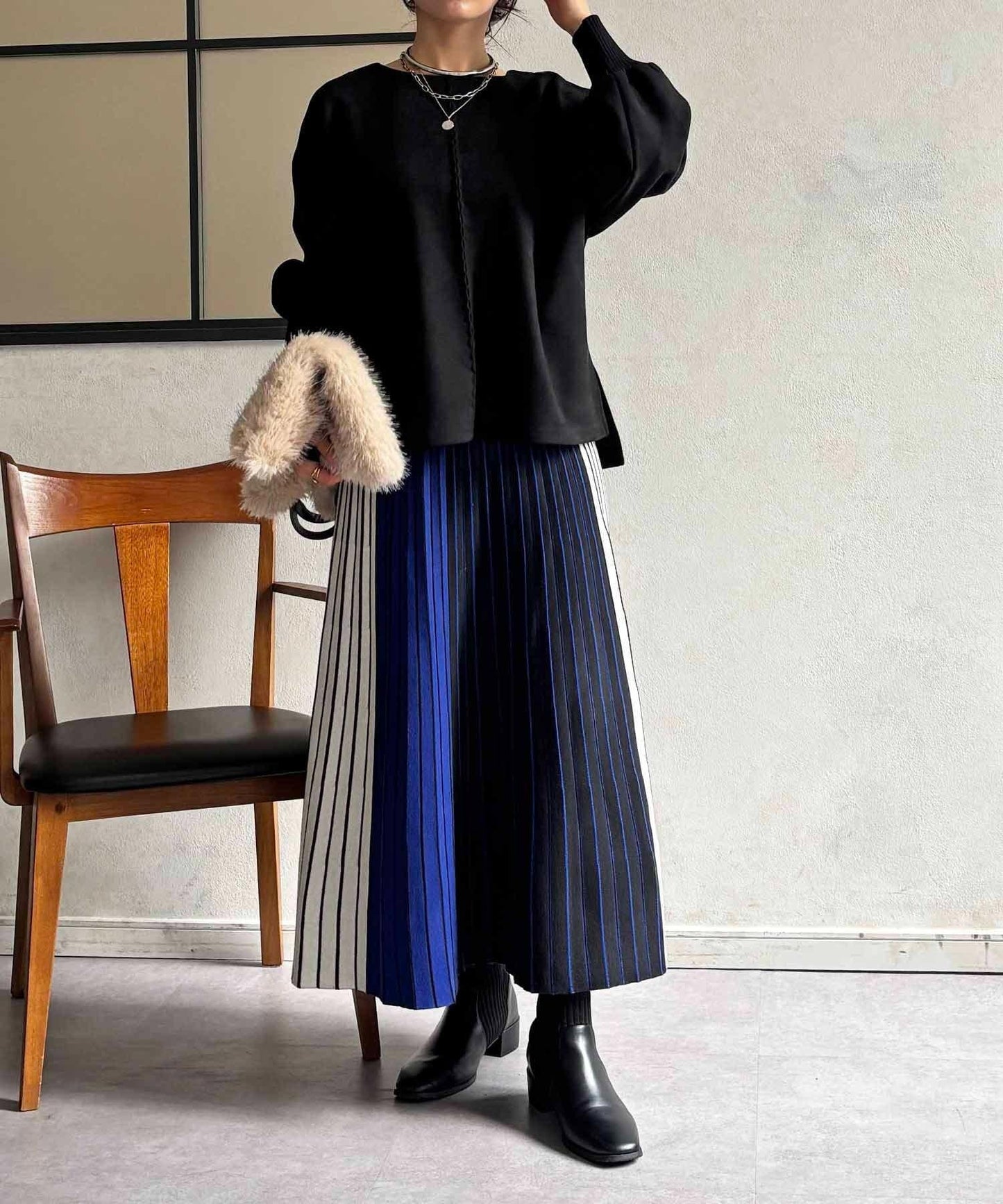 條紋針織半身裙