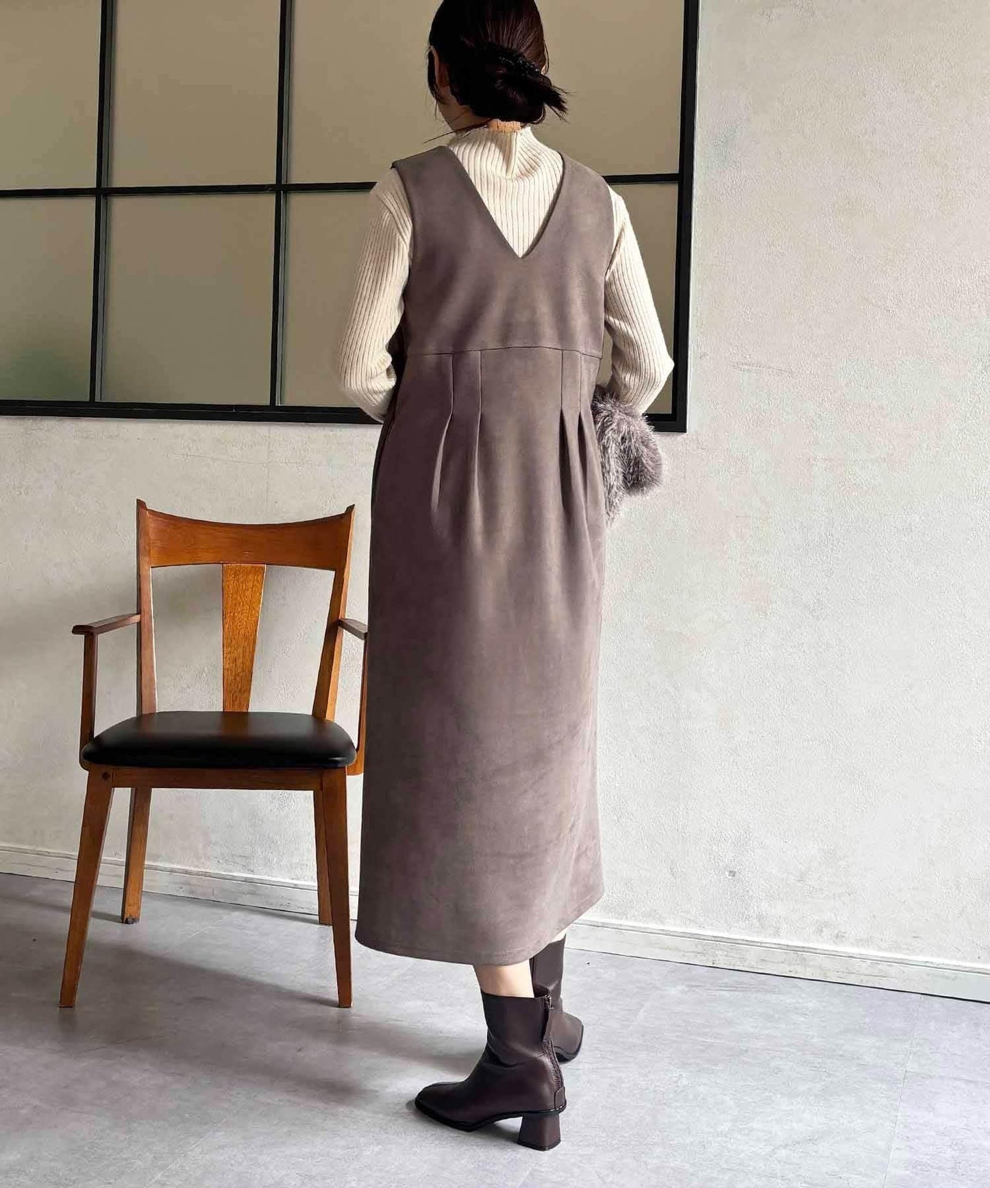 麂皮雙用連衣裙