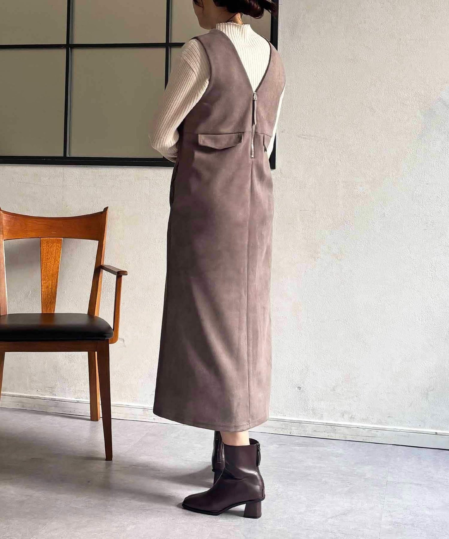 麂皮雙用連衣裙