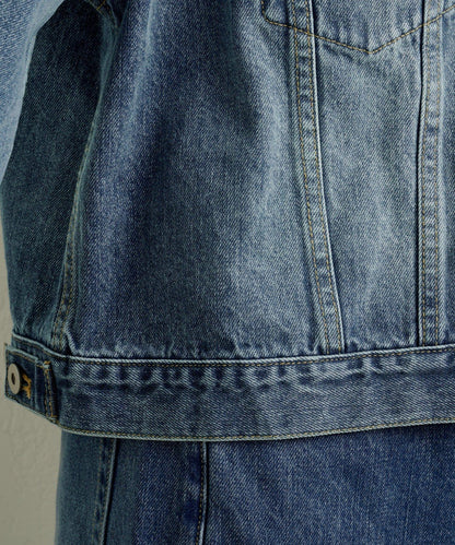 帶胸針破洞牛仔夾克