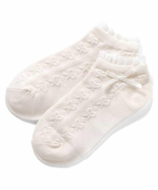 蝴蝶結編織花紋短襪