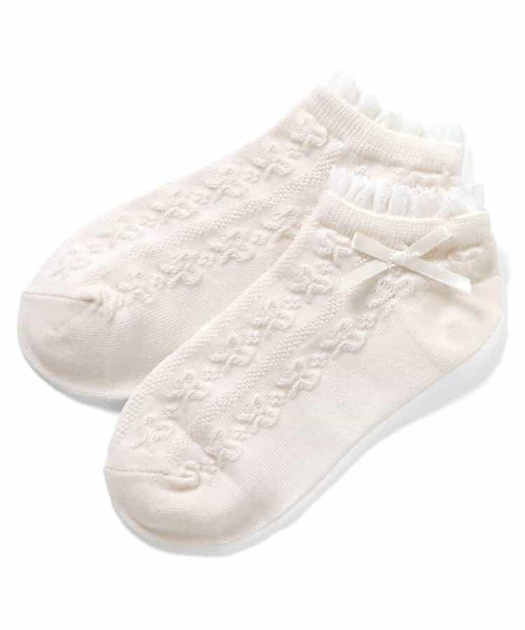 蝴蝶結編織花紋短襪