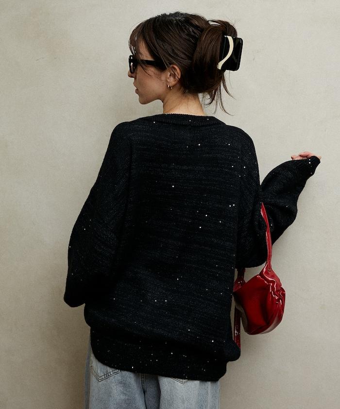 亮片針織開衫