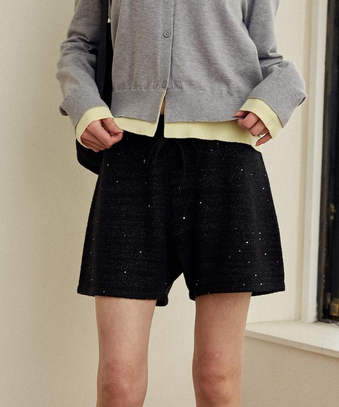 亮片針織短褲