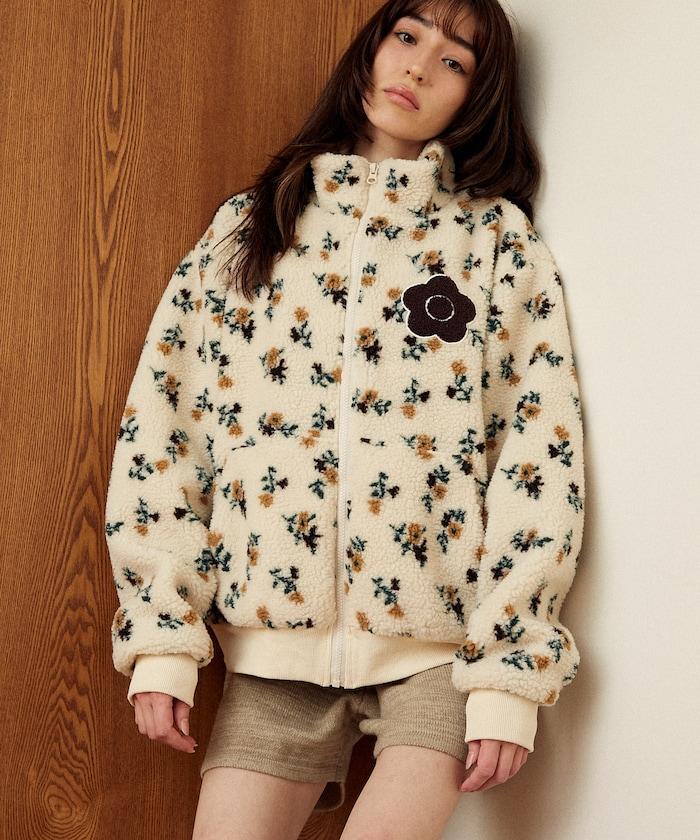 花卉圖案羊羔絨外套
