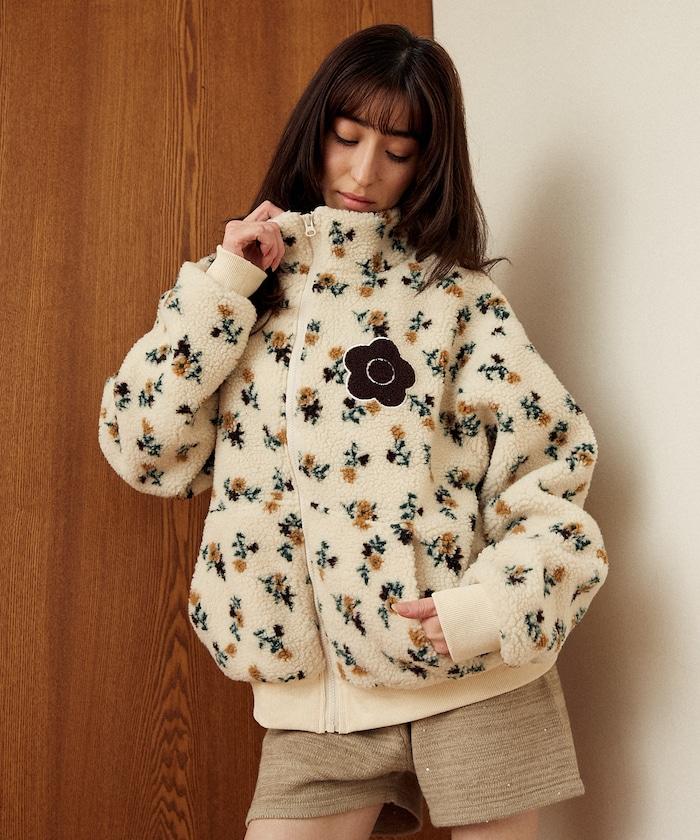 花卉圖案羊羔絨外套