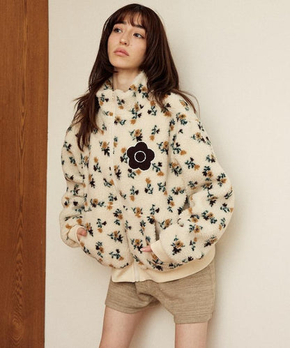 花卉圖案羊羔絨外套