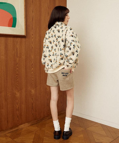 花卉圖案羊羔絨外套