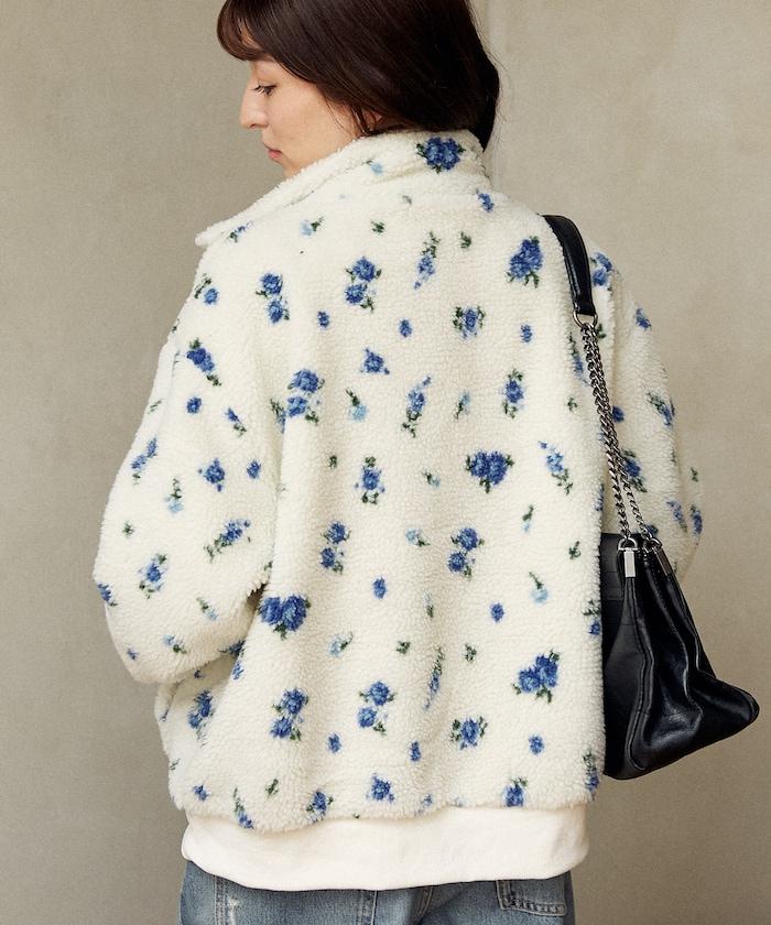 花卉圖案羊羔絨外套