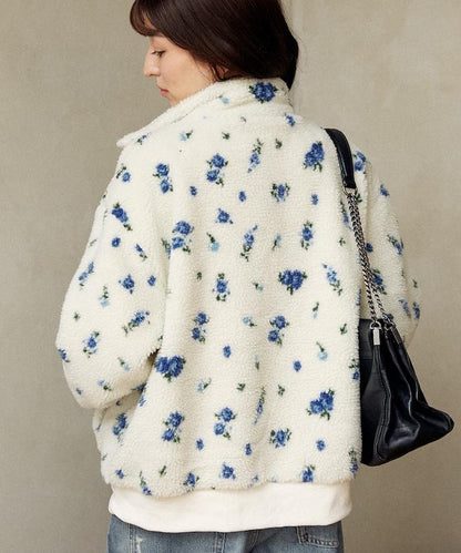 花卉圖案羊羔絨外套