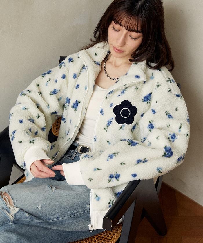 花卉圖案羊羔絨外套