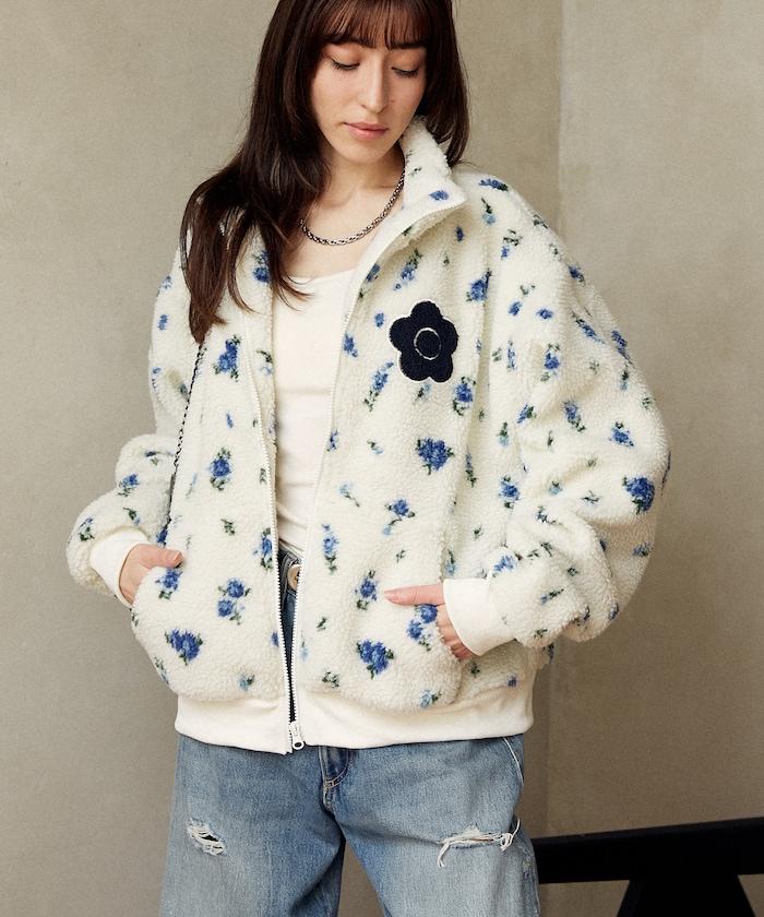 花卉圖案羊羔絨外套