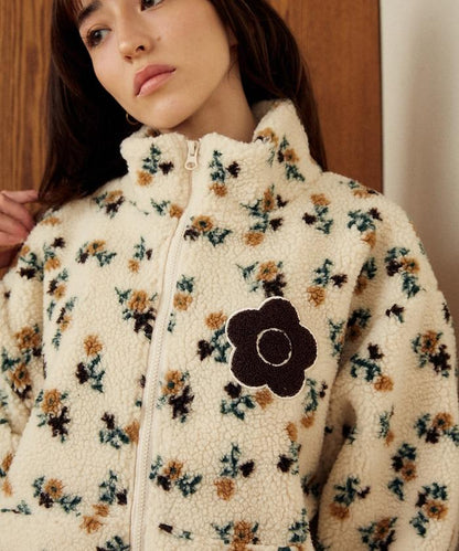 花卉圖案羊羔絨外套