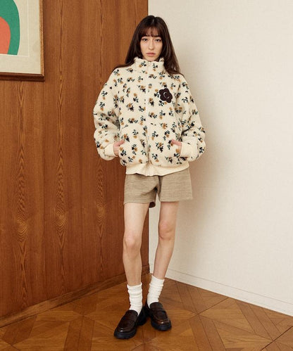 花卉圖案羊羔絨外套