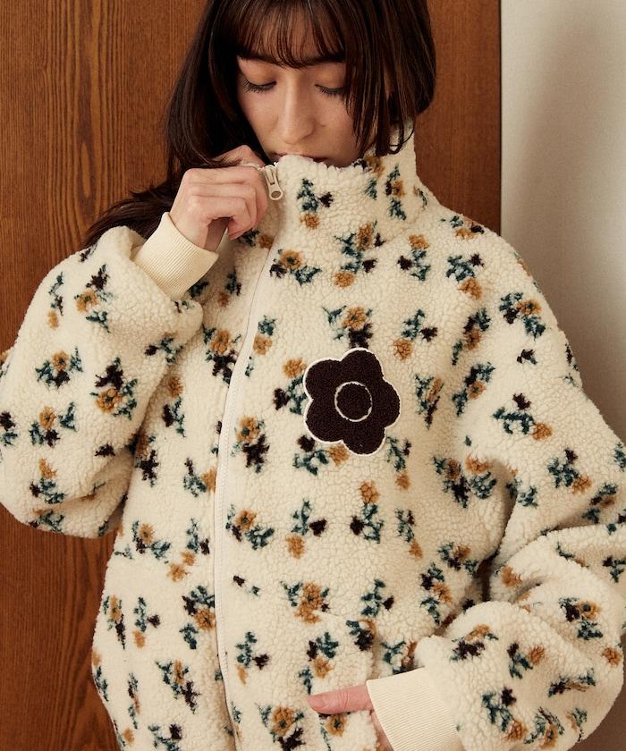 花卉圖案羊羔絨外套