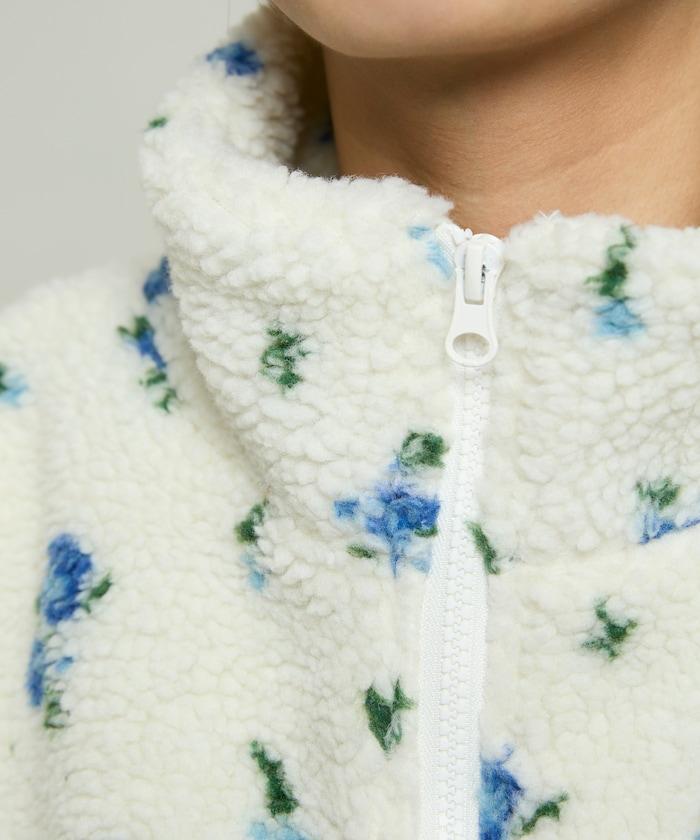 花卉圖案羊羔絨外套