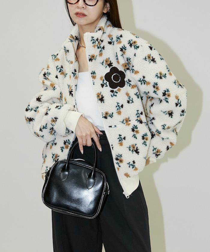 花卉圖案羊羔絨外套