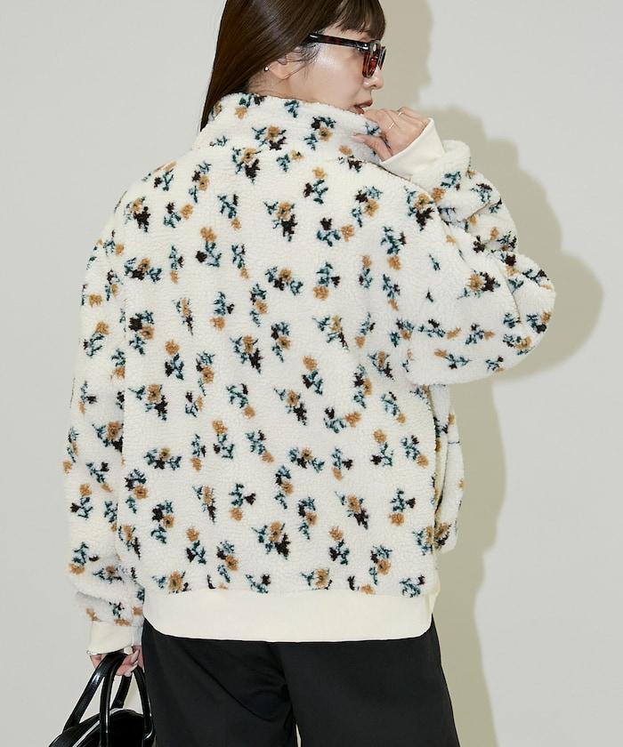 花卉圖案羊羔絨外套