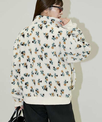 花卉圖案羊羔絨外套