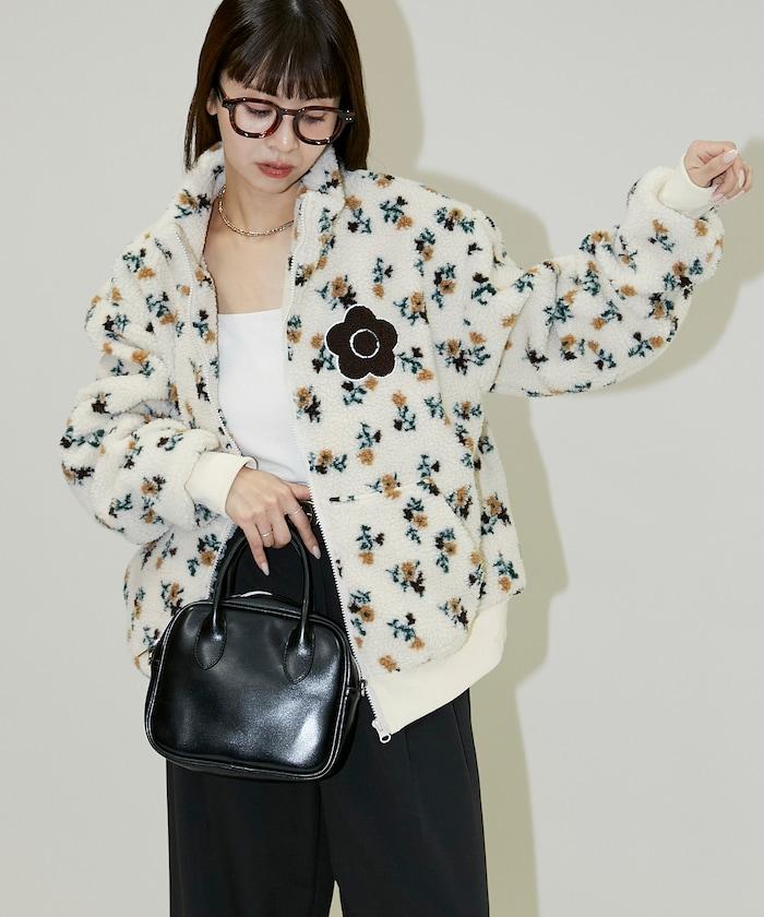 花卉圖案羊羔絨外套