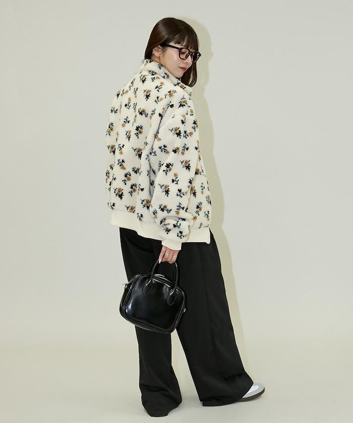 花卉圖案羊羔絨外套