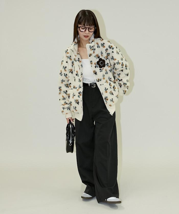 花卉圖案羊羔絨外套