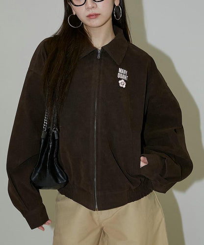 麂皮絨質感 單點刺繡 外套