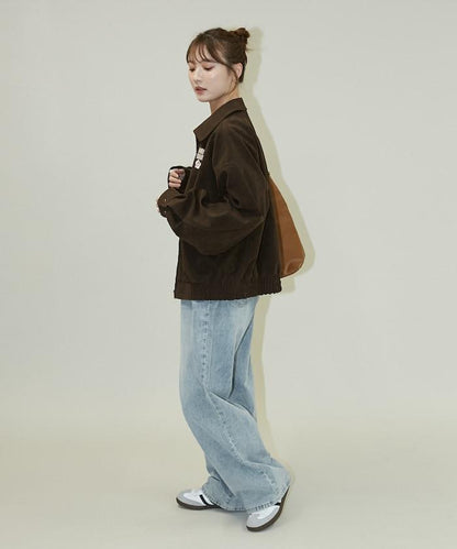 麂皮絨質感 單點刺繡 外套