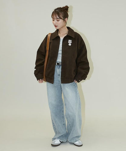 麂皮絨質感 單點刺繡 外套