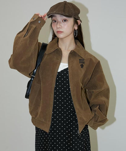 麂皮絨質感 單點刺繡 外套