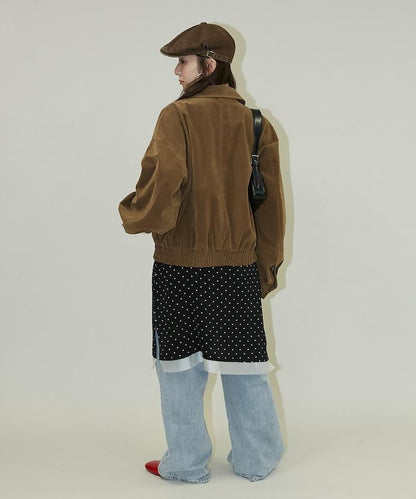 麂皮絨質感 單點刺繡 外套