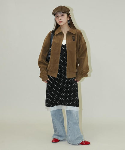 麂皮絨質感 單點刺繡 外套