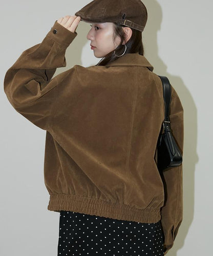 麂皮絨質感 單點刺繡 外套