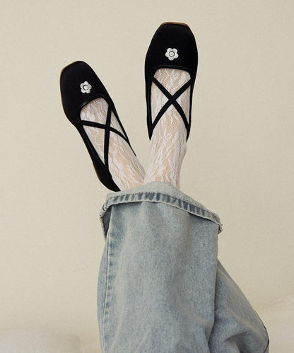 刺繡緞面芭蕾舞鞋