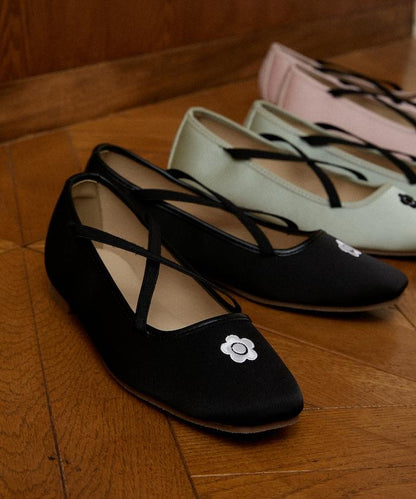 刺繡緞面芭蕾舞鞋