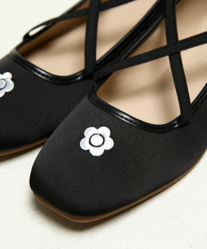 刺繡緞面芭蕾舞鞋