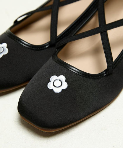 刺繡緞面芭蕾舞鞋