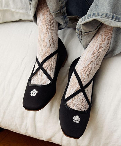 刺繡緞面芭蕾舞鞋