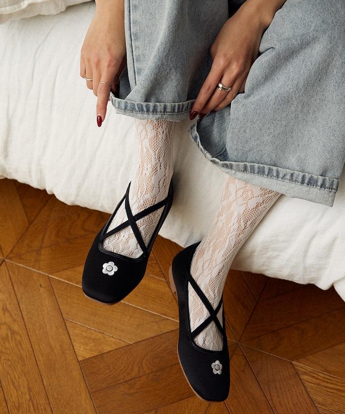 刺繡緞面芭蕾舞鞋