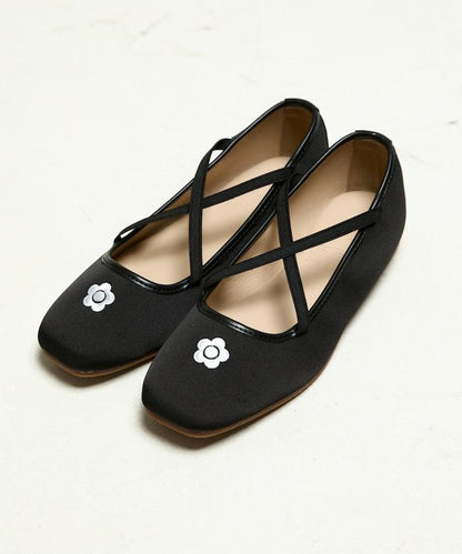 刺繡緞面芭蕾舞鞋