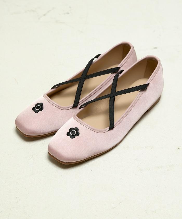 刺繡緞面芭蕾舞鞋