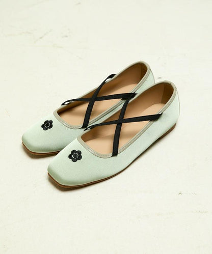 刺繡緞面芭蕾舞鞋