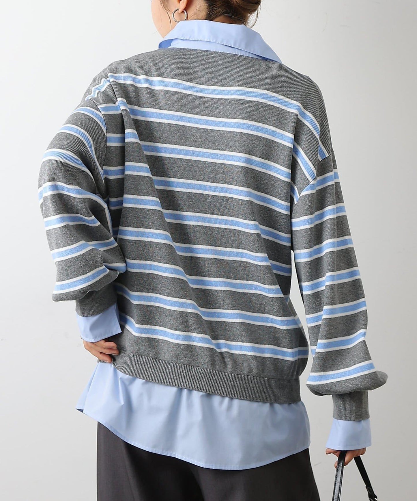 襯衫拼接針織套頭衫