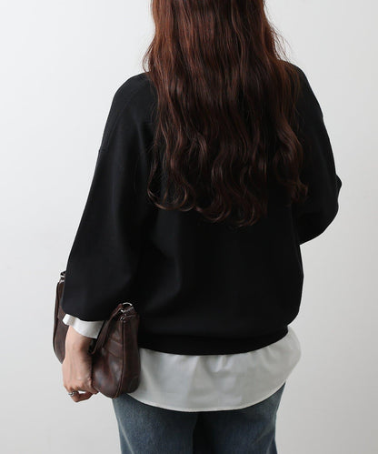 襯衫拼接針織套頭衫