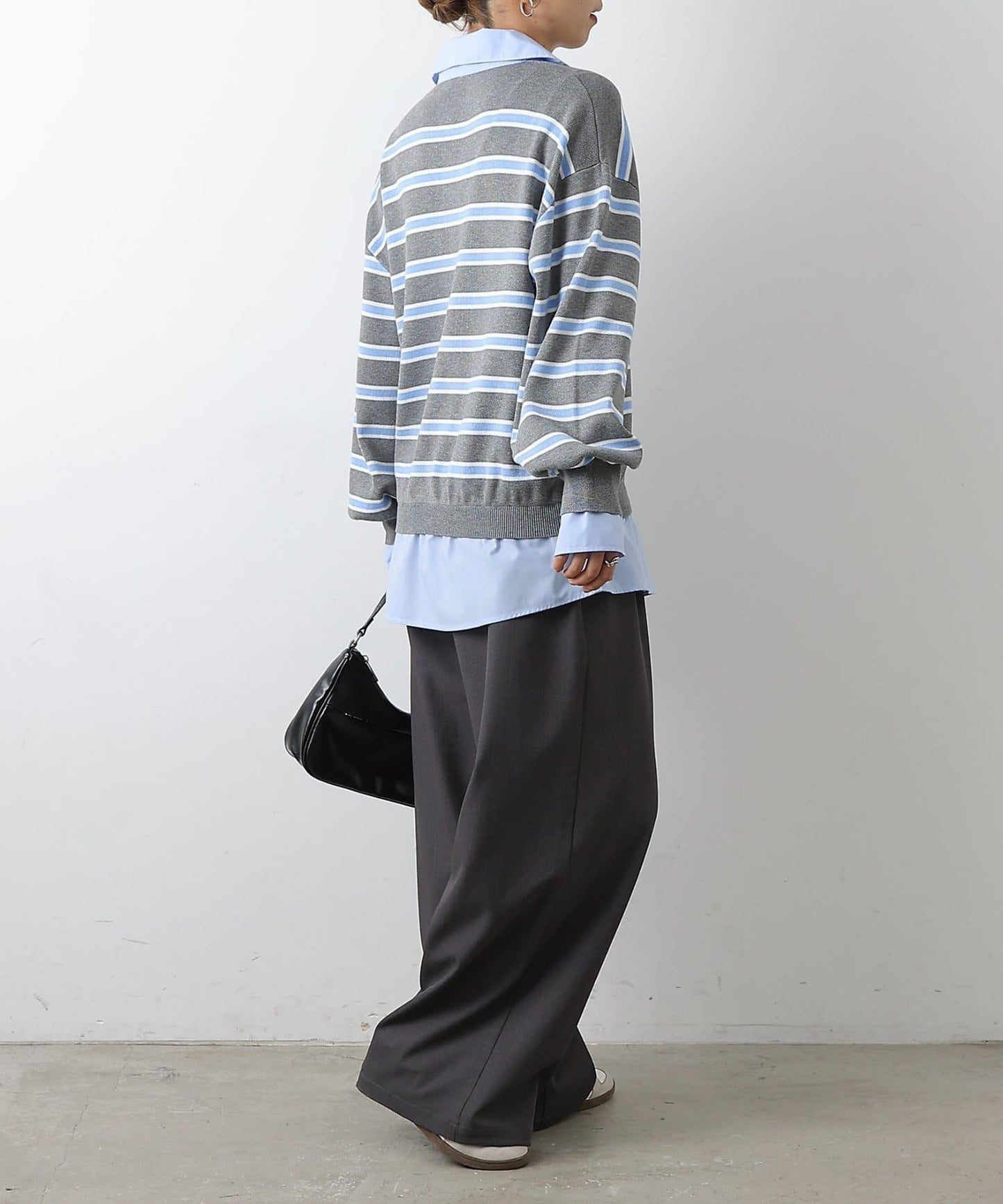 襯衫拼接針織套頭衫